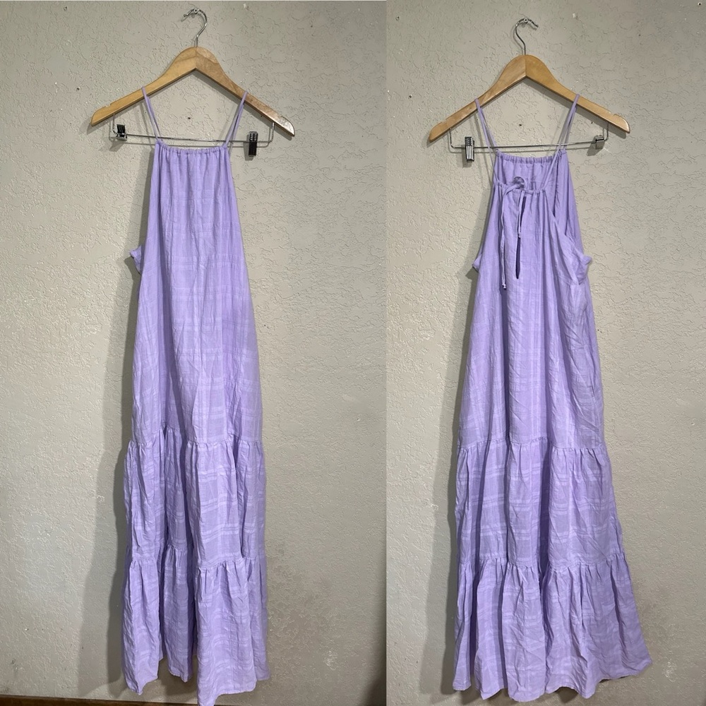 Young Fabulous & Broke | Lavender Checkered Tier Maxi Dress Size: Small - Picture 2 of 4